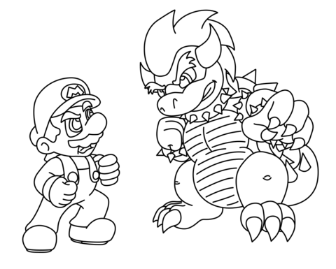 Mario Vs. Bowser Coloring Page